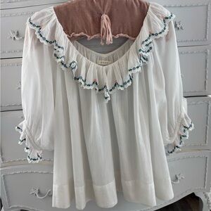 DOÉN CHATEAU 🌺🍃 “BLOUSE,” WHITE, (was hemmed from Chateau Slip), RARE, Size L